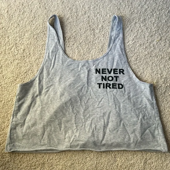 Aerie Gray Tank Top - Never Not Tired - Picture 1 of 5
